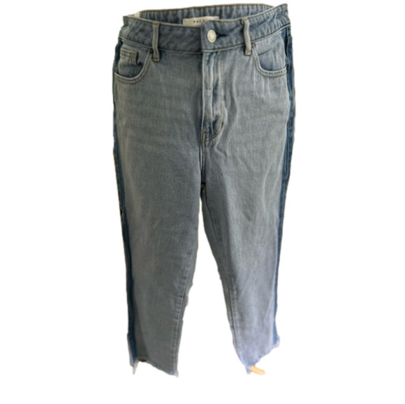 Pacsun Mom Jeans Sz 29 Women’s Faded Denim Dk Blue Stripe Cropped Raw Hem - Picture 1 of 11